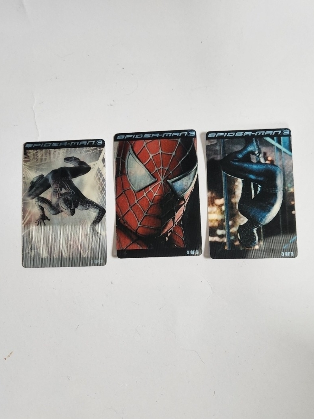 2007 Marvel Kraft Handi-Snack Spider-Man 3 Full Set Cards #1 #2 #3 Lenticular